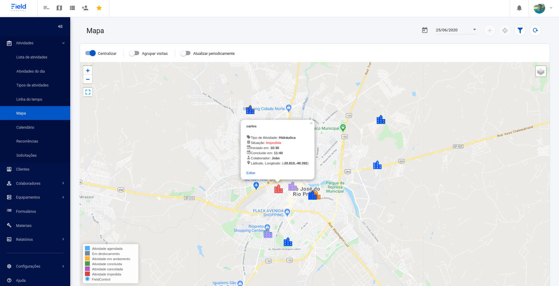 Localização da equipe em tempo real